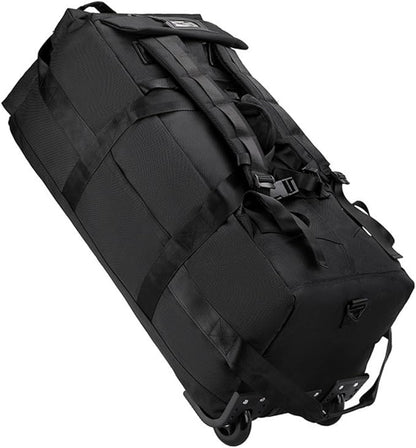 Rolling Duffle Bag with Wheels, 92L 34” Folding Duffle Backpack Soft-Sided with 2 Wheels, 6-way Carry-On Large Travel Bag Men/Women Multiple Pockets for Long Trip, Black