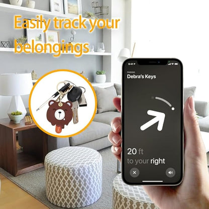 Leather Keychain Case Holder Compatible with Apple AirTag, GPS Airtag Keychain Finder Tracker with Key Ring, Anti-Scratch Protective Air Tag Cover