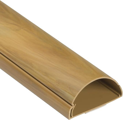 D-Line Half Round Cord Hider, Patented Cable Cover, Hide TV Wall Mount Wires, Raceway for Cords, Decorative Wire Covers, Paintable, Adhesive Cable Concealer, 2in W x 1in H x 39in L, Wood-Effect