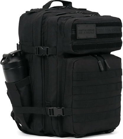 WOLFpak 45L Athletic Gym Backpack - Durable 1000D Waterproof Oxford Material with MOLLE Webbing, Laptop Pocket & Dual Cup Holders, Durable Fitness/Travel/Military Daypack (Nightshade Edition)