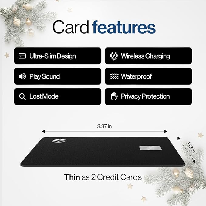 SPOTMINDERS Christmas Stocking Stuffers for Men Apple MFi Certified Credit Card Wallet Tracker PRO (iOS Only) 0.07in Works with Apple Find My White Elephant Gifts for Women Rechargeable Tracking Card