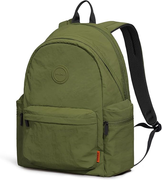 mixi Outdoor Lightweight Backpack Casual Carry On Laptop Backpack Travel Bookbag for Women Men, Water Resistant Durable Small Hiking Bag for Camping Weekender Sports College Work, 15 Inch Jungle Green
