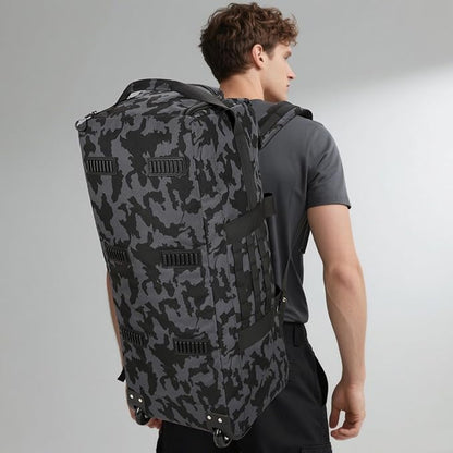 80L Waterproof Rolling Duffel Bag with Quick-Release Straps, Military Tactical Wheeled Foldable For Deployment Traveling Camping Sporting (Camouflage)