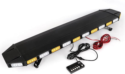 48" Extreme Bright Intensity Construction Detachable Emergency Warning Strobe Light Bar Waterproof Rooftop Low Profile Law Enforcement Hazard Flashing for Tow Truck Vehicle (Amber/White/Amber)