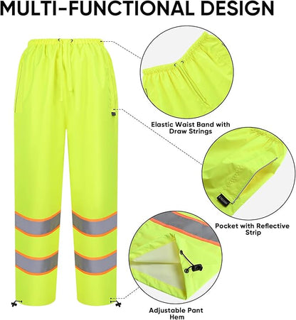 TICONN Hi Vis Rain Jacket and Pants, ANSI Class 3 Reflective High Visibility Safety Rain Suits