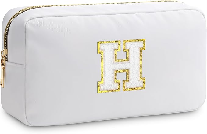 Initial H Makeup Bags Initial Letter A-Z Cosmetic Bag for Women Friends Daughter Sister Mom Inspirational Gifts Travel Toiletry Bag Christmas Birthday Gifts for Her Bridesmaid Bff Makeup Pouch H