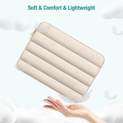 MOSISO 14 inch Laptop Case, 14 inch Puffy Laptop Sleeve Compatible with HP Lenovo Dell ASUS Acer, HP Stream, Dell Latitude, Lenovo IdeaPad, Polyester Horizontal Bag with Small Case, Sand