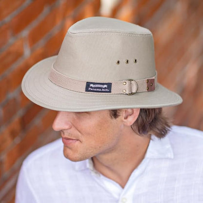 Panama Jack Original Canvas Safari Men's Sun Hat, 2 1/2" Brim, UPF (SPF) 50+ Sunhat Protection