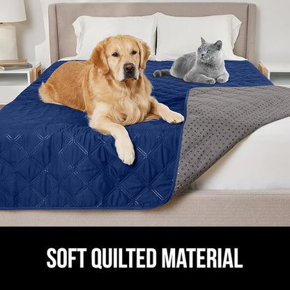 GORILLA GRIP Waterproof Bed Cover for Dogs, 82x82, Gripped Slip Resistant Backing, Leak Proof Washable Dog Blanket Covers Sofa, Couch, Sectional, Crate, Car, RV Seats, Pet Puppy Essentials, Navy Blue