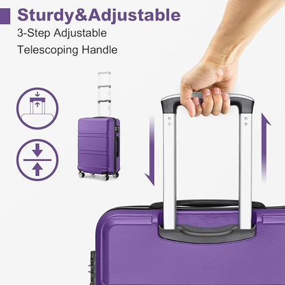 Kono 4 Piece Luggage Sets Expandable(only 28") with Spinner Wheels TSA Lock Lightweight PC+ABS Hardside Travel Rolling Suitcases 20in 24in 28in Carry on and 12in Mini Cosmetic Case Purple