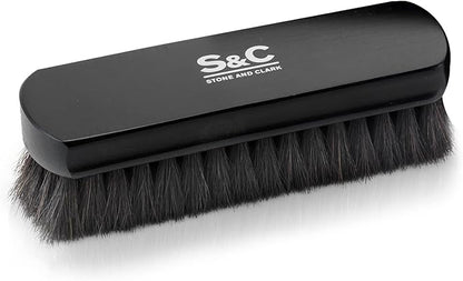 Premium Horsehair Shoe Polish Brush – Handcrafted Beechwood Shoe Brush for Shine and Buffing – Luxurious Shoe Shine Brush with Soft Horsehair Bristles (Black)