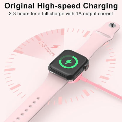 2Pack Pink for Watch Charger USB Magnetic Fast Charger Portable Compatible with Watch Ultra/SE/Series 10-1 [3.3FT]