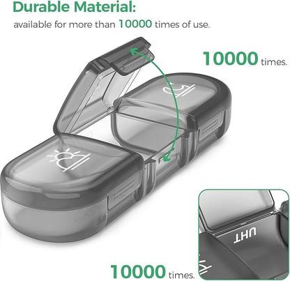 PULIV Weekly Pill Organizer 3 Times a Day, Portable Travel Pill Box 7 Day with Large Pill Containers, Light-Proof Pill Case for Vitamins, Medication, Supplements and Fish Oils (Gray)
