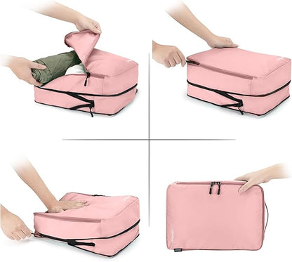 8 Set Compression Packing Cubes for Travel, Waterproof Luggage Organizers, Suitcase Organizer Set for Carry-On & Checked Baggage, Travel Accessories for Men & Women