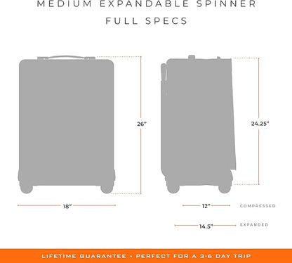 Briggs & Riley 26" Medium Expandable Spinner - Checked Luggage for Travel, Suitcases with Wheels, Softside Rolling Bag for Men & Women, Self-Repairing Zipper - Baseline Collection, Navy