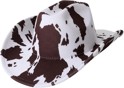 WDIRARA Women's Cowboy Hat Cow Print Western Cowgirl Hats Travel Vacation