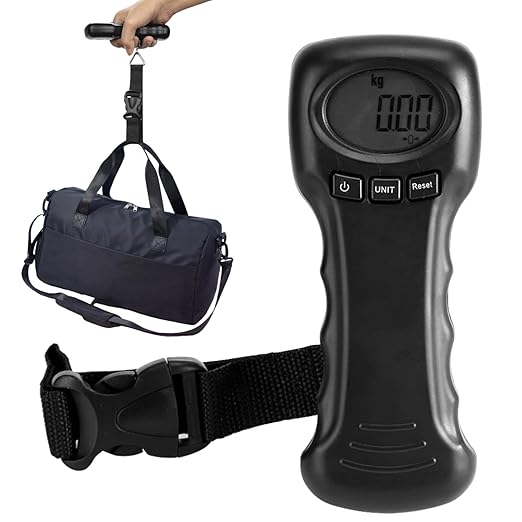 Luggage Scale, 44kg/97lb Portable Digital Hanging Baggage Scale for Travel, Automatic Lock Reading Suitcase Weight Scale with LCD Digital Display for Luggage, Travel, Bag, Battery Included