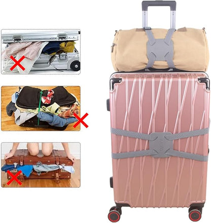 Luggage Straps Bag Bungees for Add a Bag Easy to Travel Suitcase Elastic Strap Belt (Grey Luggage strap-1PCS)