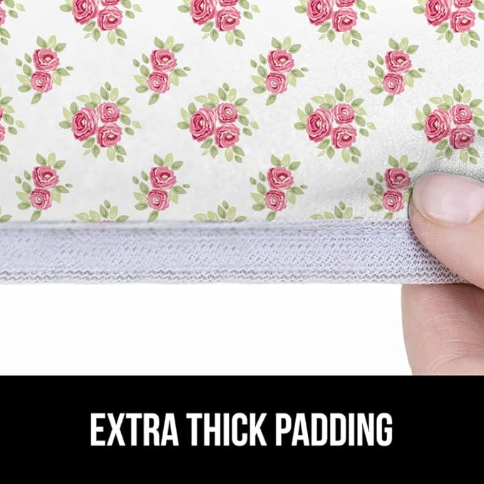 GORILLA GRIP The Original Ironing Board Cover and Pad, Silicone Coating, Thick Scorch Resistant Padding, Heavy Duty Iron Covers Standard Boards, Hook and Loop Fastener Strap, Pink Floral, 15x54