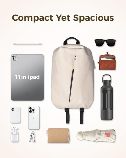 pack all 12L Water-Resistant Backpack, Lightweight Daypack for Men & Women, Hiking & Travel Backpack with Multiple Pockets, Compact for College, Sports, Cycling (Light Beige)