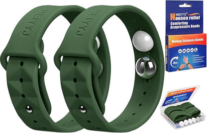 Morning Sickness Relief Wristbands Motion Sickness Bands for Adults Sea Sickness Wristbands for Cruise Travel Nausea Relief of Headaches, Insomnia, Anxiety and Queasinesss-Dark Green