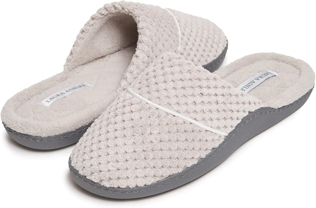 Laura Ashley Ladies Spa Rugged Slippers With Memory Foam Insole