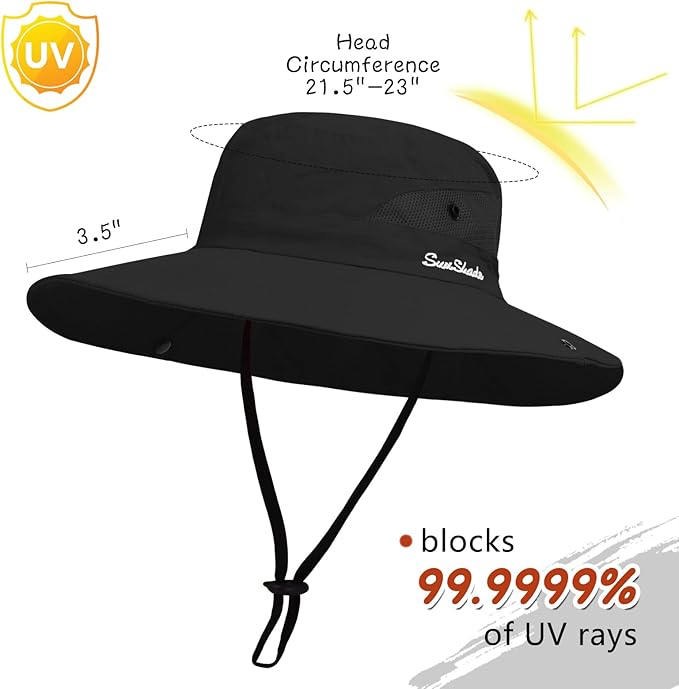 ZOORON Women's Ponytail Safari Sun Hat,Wide Brim UV Protection Outdoor Bucket Hat,Foldable Beach Summer Fishing Hat