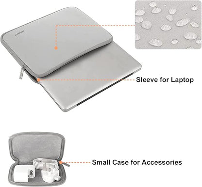 MOSISO Laptop Case 13.3 inch, 13-13.3 inch Laptop Sleeve Bag Compatible with MacBook Air/Pro 13/Pro 14 M5 M4 M3 M2 M1, HP Dell ASUS Lenovo, Neoprene Computer Sleeve Bag with Small Case, Light Gray