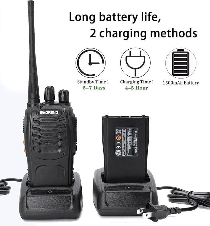 Baofeng Walkie Talkies bf-888s for Adults Handheld Two-Way Radios Long Range UHF Communicator Rechargeable Interphone Professional 4 Pack Walky Talky Set with Earpiece,Li-ion Battery and Charger