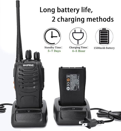Baofeng Walkie Talkies bf-888s Long Range Two-Way Radios for Adults Rechargeable Handheld Interphone Professional UHF Communicator 3 Pack Walky Talky Set with Earpiece,Li-ion Battery and Charger