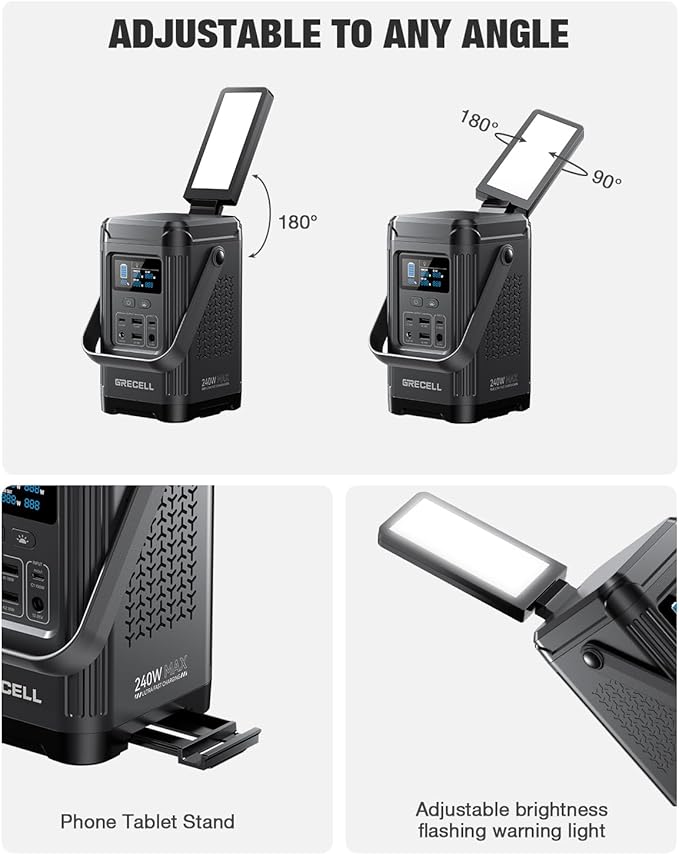 240W Portable Power Station 154Wh/48000mAh, 100W USB-C PD(Dual Way) LiFePO4 Battery Power Bank Station, 7 ports Solar Generator with LED and Stand for Camping, Home, Travel(Wall Charger Not Included)