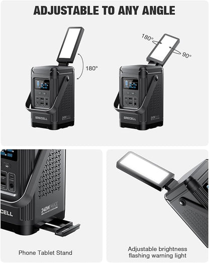 240W Portable Power Station 154Wh/48000mAh, 100W USB-C PD(Dual Way) LiFePO4 Battery Power Bank Station, 7 ports Solar Generator with LED and Stand for Camping, Home, Travel(Wall Charger Not Included)