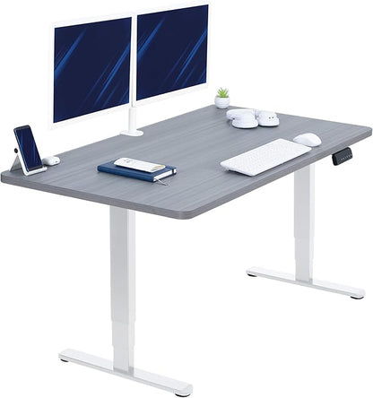 VIVO Electric 55 x 28 in Dual Motor Sit Stand Desk, Memory Height Adjustment, 2B Series, Dark Gray Top White Frame, DESK-KIT-2W55G