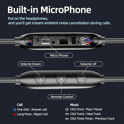 Multi-Purpose In-Ear Wired Headphones Deep Bass - Noise-Canceling Clear Calls, Sports Mode,Wired Earbuds with Mic Noise Reduction Compatible with iPhone 17 16 15, Android, Tablets (USB C plug)