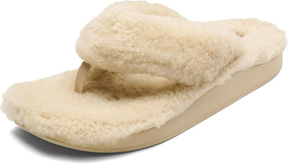 OLUKAI Kipe'a Heu Women's Sandal Slippers, Soft & Comfortable Shearling-Wrapped Straps, Durable Rubber Outsoles for All-Day Wear, Causal & Cute Everyday Style