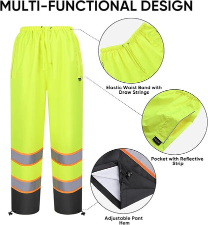 TICONN Hi Vis Rain Jacket and Pants, ANSI Class 3 Reflective High Visibility Safety Rain Suits