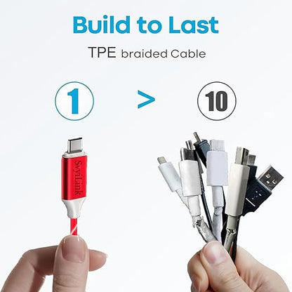 USB Cable PD Fast Charger Lighted Up (USB C to C RED),Mobile Phone Data Cable, Charging Cable, Supports Data Transfer, 39-inch, TPE Material, Compatible with Almost All Type-C Devices.