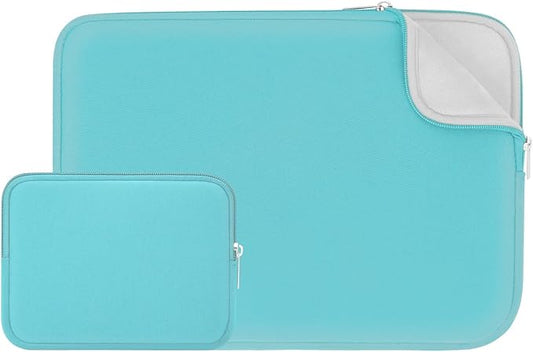 RAINYEAR Laptop Sleeve Case Compatible with 13.3 Inch Notebook Computer Chromebook 14" MacBook Pro/Max M1 M2 M3 M4 M5 Soft Bag Protective Cover with Accessories Pouch (Blue, Upgraded Version)