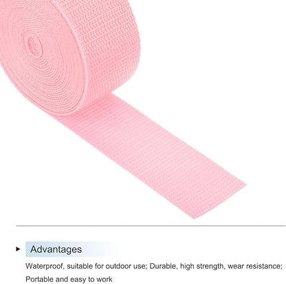 MECCANIXITY Lightweight Polypropylene Webbing Strap 1 1/2" 5 Yard Backpack Strapping Band Light Pink for Outdoor Luggage Cargo Straps