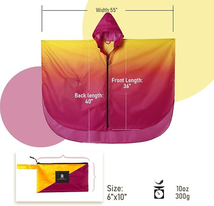 SaphiRose Unisex Rain Poncho Waterproof Raincoat Hooded for Adults Women with Pockets