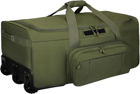 120L 3-Wheel Rolling Duffle Bag - Heavy Duty Military Deployment Bag, Durable Wheeled Duffle Luggage for Travel, Camping & Outdoor Adventures