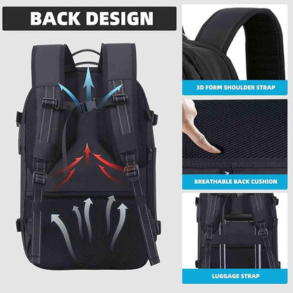 Vacuum Backpack Travel Vacuum Seal Compression Travel 60L Expandable Vackpack with Pump with TSA Lock Black (Portable Electric Air Pump Included)