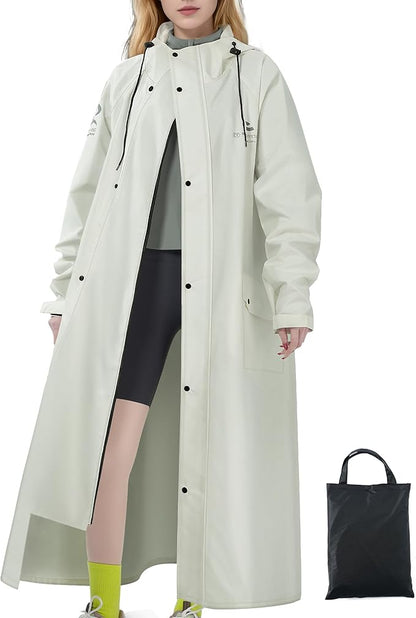 Men's Rain Jacket with Hooded Waterproof Lightweight Packable Long Raincoat Poncho for Women Adults