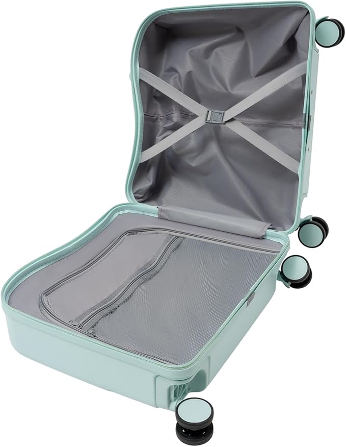 18" Ride-On Kids Suitcase with Double Spinner Wheels, Lightweight Tow-Along Luggage Carry-on Hardside Trolly Case with Password Lock, Rolling Children's Travel Luggage for Travel, School (Green)