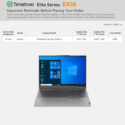 Smatree Laptop Sleeve for 16 inch Lenovo ThinkBook 16p Gen 3/Gen 2, Lenovo Protective Laptop Case with Accessory Pocket, YKK Zipper, Patented Super-Corner Design(E638)