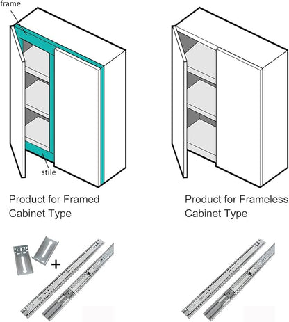 LONTAN 6 Pairs 18 Inch Soft Close Drawer Slides Side Mount Heavy Duty Cabinet Drawer Glides Ball Bearing Full Extension Kitchen Cabinet Rails 100 LB Capacity
