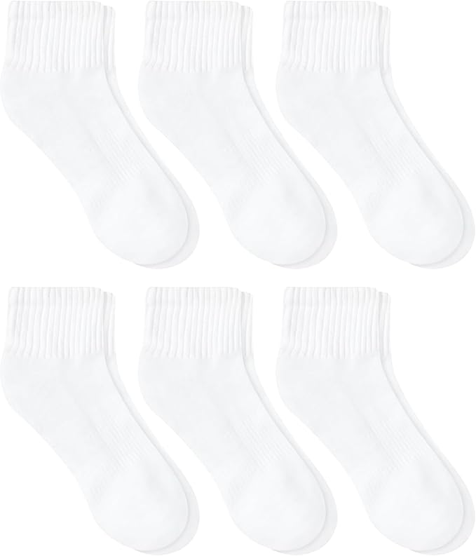 Hanes Unisex Plain White Socks Pack or Plain Black Socks Pack, Men's, Women's & Teen Sizes, Crew and Ankle 6-Packs