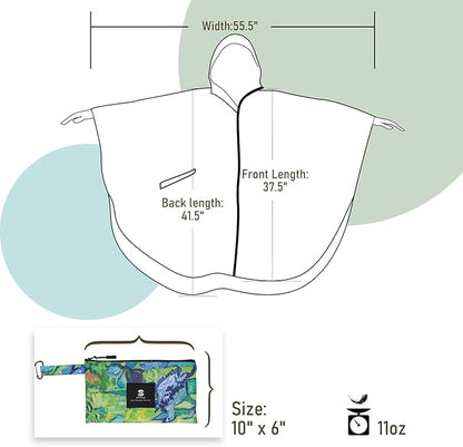 SaphiRose Unisex Rain Poncho Waterproof Raincoat Hooded for Adults Women with Pockets