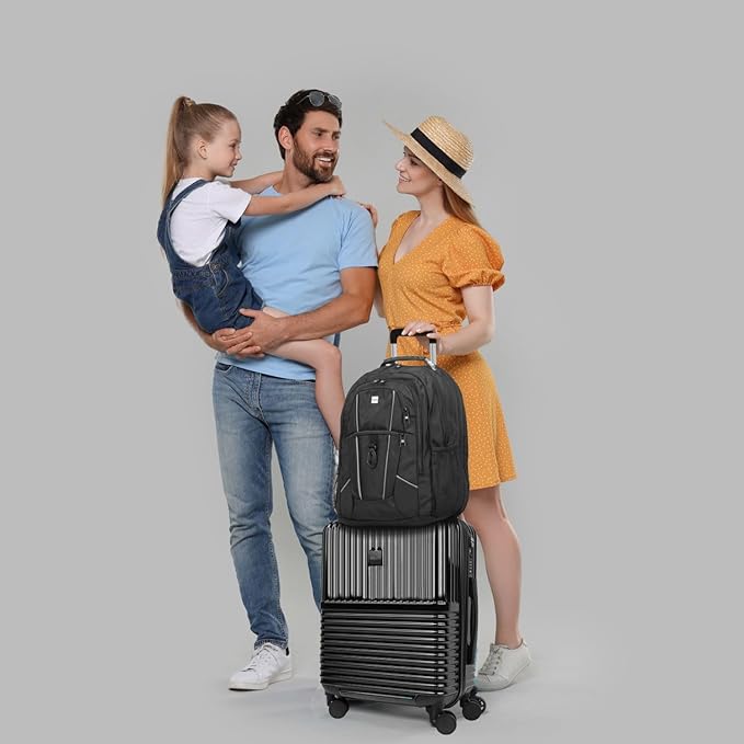 World Traveler Dejuno Tonal Ultimate Travel Combo Spinner Carry-On & Laptop Backpack 2-Piece Luggage Set - Onyx (20" Carry-On & 19" Backpack)
