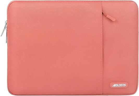 MOSISO Laptop Case 16 inch, 15-15.6 inch Laptop Sleeve Compatible with MacBook Pro 16 M4 M3 M2 M1, HP Acer Dell Lenovo ASUS Notebook, Polyester Vertical Computer Sleeve Bag with Pocket, Coral